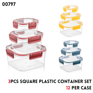 3PC ACRYLIC  SQUARE CONTAINERS SET/ 400ML,900ML,1800ML