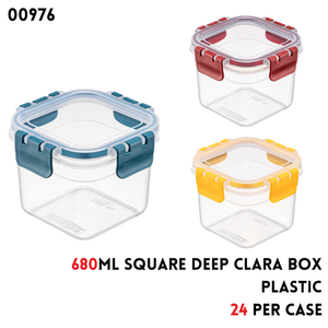 Square Deep Clara Box 680ml, Plasticf