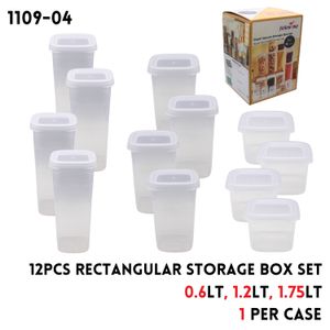 12pcs Royal Square Storage Box Set(0.6Lt /1.2Lt /1.75Lt)