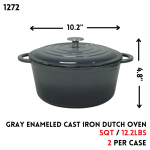 Gray Enameled Cast Iron Dutch Oven 5QT
