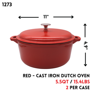 Red - Cast Iron Dutch Oven 5.5QT