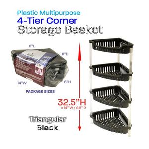 Plastic Corner Basket 4 Tier Black