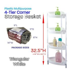 Plastic Corner Basket 4 Tier White