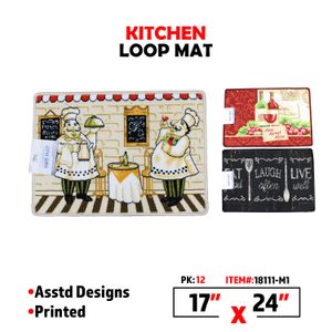 17 x 24" Printed Kitchen Loop Mat - Assorted (M1)