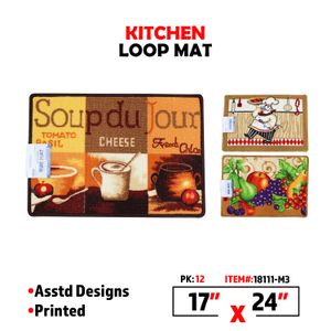 17 x 24" Printed Kitchen Loop Mat - Assorted (M3)