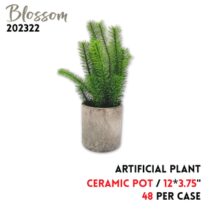 Artificial plant 12x 3.75" ceramic pot