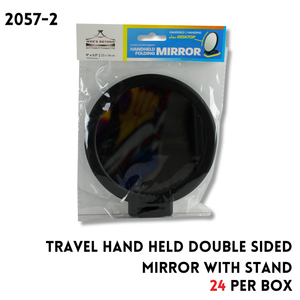 Travel Hand Held Double Sided Mirror with Stand