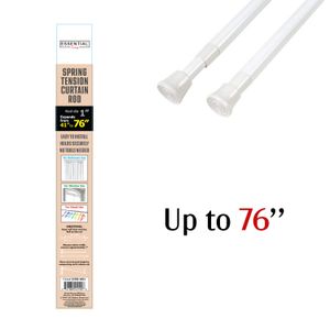 76" White Spring Tension Shower Curtain Rod
