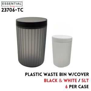 Plastic Waste Bin 5L with Plasic Cover, 2 Clrs Asst,