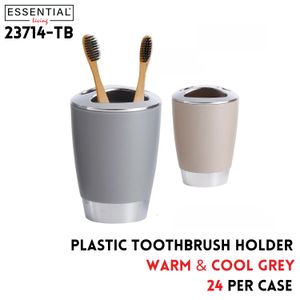 Plastic Tooth Brush Holder, 2 Clrs Asst: Warm & Cool Grey