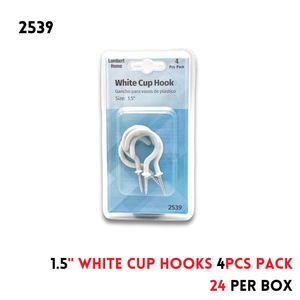 1.5"  White Cup Hooks 4Pcs Pack