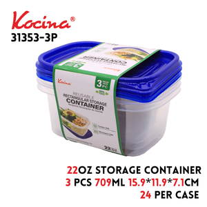 3 pk. 709ml Rectangular Storage Container 15.9*11.9*7.1cm 22