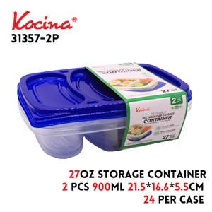 2pk  900ml Rectangular Storage Container 21.5*16.6*5.5CM 54