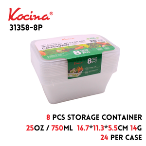 8 pk. 750ml Rectangular Storage Container 16.7*11.3*5.5CM 22