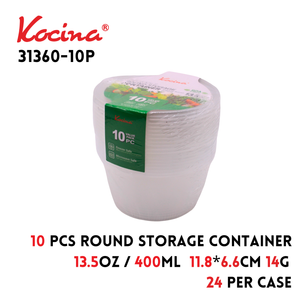 10pk. 400ml Round Storage Container 11.8*6.6cm 14g