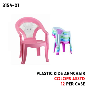 Plastic Kids Arm Chair Ast Color