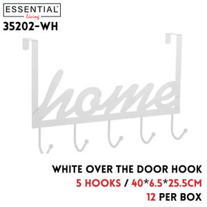 Home Door Hanger W/ 5 Hook, White, 40x6.5x25.5cm