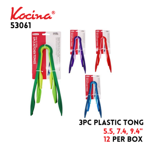 3pc Plastic Tong 5.5/7.4/9.4"