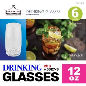 6Pc/Set 12.35oz Simple Clear Glass