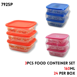 Plastic container 160 ml 3 Pcs Pack assorted colors