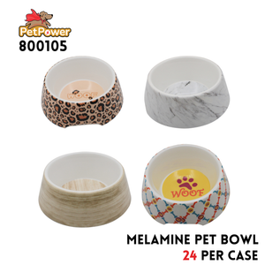 Large Melamine Pet Bowl, Arc-Open Grip, Anti-Slip Bottom