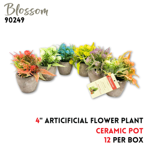Art.4in.Flower Plant w. Ceramic Vase  Asst..