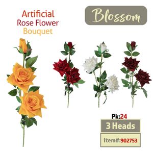 3 Head Rose Flower Bouquet 36" long