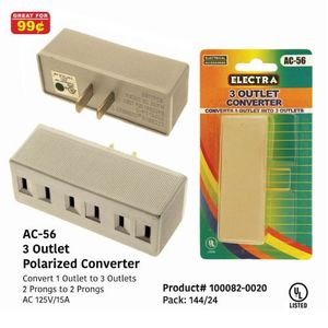 3 Outlet Polarized Adapter UL approved