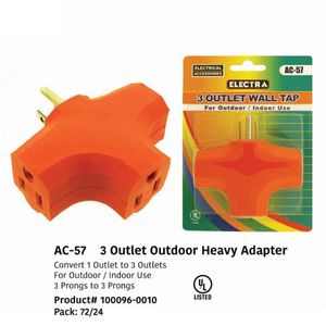 3 Outlet Heavy Duty Grounded Adapter T-Shape