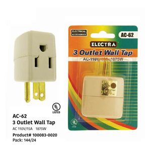 3 Outlet Grounding Cube Tap UL