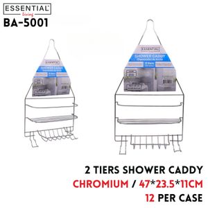 2 Tiers Shower Caddy, Size: 47x23.5x11cm, Chromium
