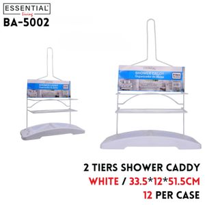 2 Tiers Shower Caddy,Size: 33.5x12x51.5cm, White Color