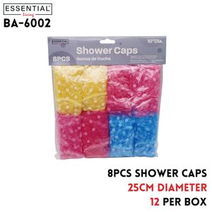 Shower caps, 4 assorted designs, 3pcs pk, Dia 25cm