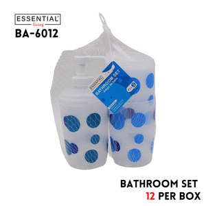 Bathroom Set - 1 Cup, 1 Toothbrush Cup, 1 Pump bottle, Blue