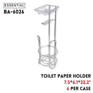 Toliet Paper Holder w/ Storage Shelf, 7.5"x6.1"x22.2"