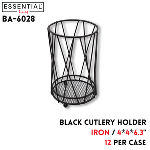 Cutlery holder,iron,black, 4"x4"x6.3"