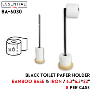 Paper Holder w/ bamboo base,black,6.3"x6.3"x22",19mm tube