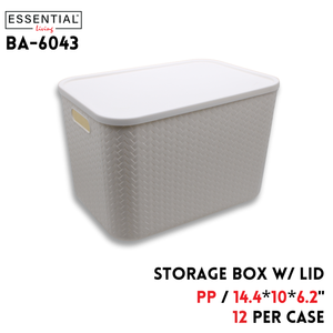 Storage Box With Lid,14.4"x10"x6.2", PP