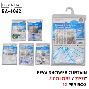 Shower Curtain, PEVA,71"X71", 6 colors