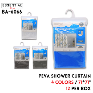 Shower Curtain, PEVA, 71"X71", 4 colors