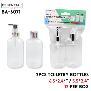 2pcs Toiletry Bottles Dia 6.5*2.4",5.5*2.4"
