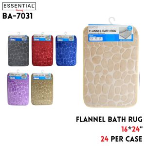 16"x24" Flannel Bath Rug, 6 Clrs Asstd