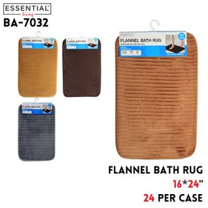 Flannel Bath Rug 4 Clrs Asstd 16"x24"