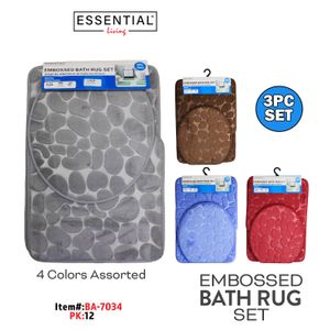 Embossed Bath Rug Set, 4 Clrs Asstd