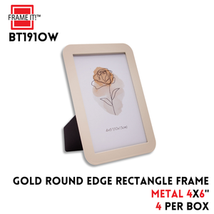 METAL ROUND EDGE RECTANGLE FRAME 4X6" GOLD