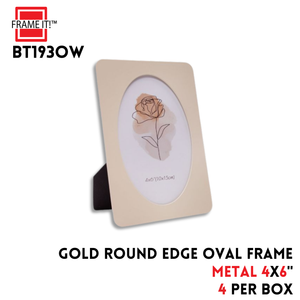 METAL ROUND EDGE OVAL FRAME 4X6" GOLD
