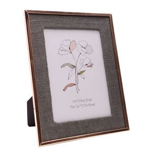 METAL FRAME 7X9" BLACK LINEN MAT 5X7" GOLD