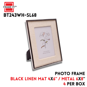 METAL FRAME 6X8" LINEN MAT 4X6" SILVER