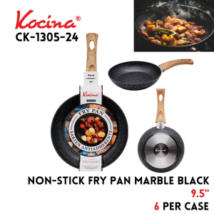 6PACK Fry Pan 9.5in /24cm Non-Stick Marble Black