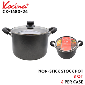 8Qt Non-Stick Stock Pot Black